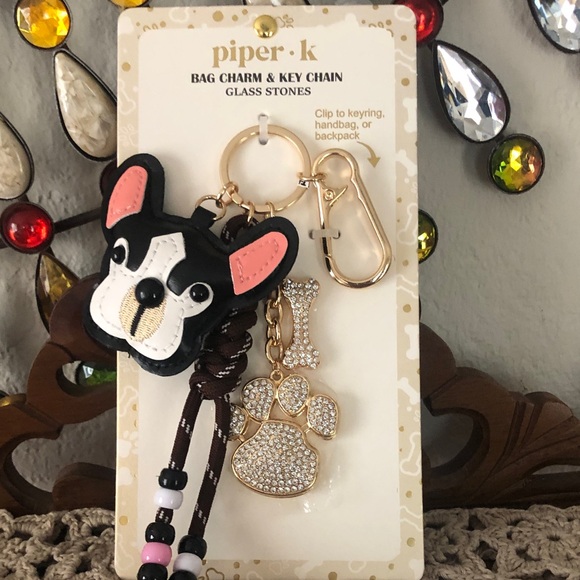 Piper K Accessories - NWT Piper K Dog & Sparkly Paw Print & Bone Handbag Charm/Keychain